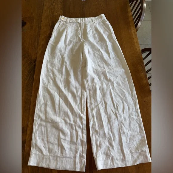 Madewell The Harlow Wide-Leg Pant in 100% Linen New tags size 4 smoke pet free - Picture 5 of 9